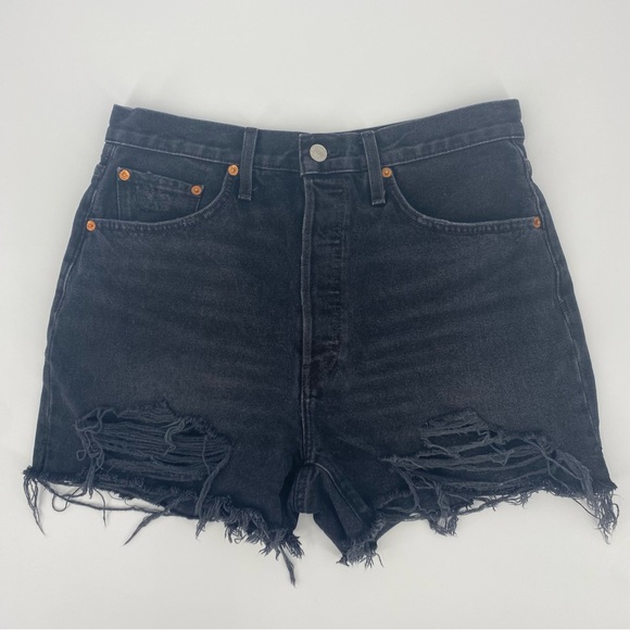 RE/DONE 50s Cut off Denim Shorts in Shadow Black - Picture 5 of 16